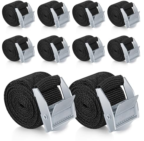 Cinghia di Fissaggio Cinghie di Tensione con Fibbia Cinghie di Serraggio per Moto Auto Rimorchio 2.5 * 100cm 10 Pezzi