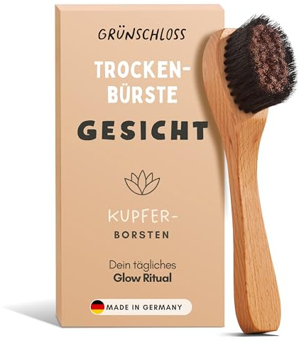 Grünschloss Brosse sèche pour le visage - Brosse lymphatique pour le drainage lymphatique, exfoliation du visage, peau saine et brillante - Brosse pour le visage ionique - Brosse lymphatique fabriquée