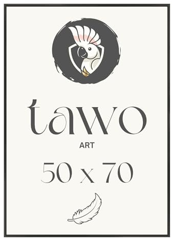 TAWO Bilderrahmen 50x70 Schwarz Fotowand Fotorahmen aus leichtem Kunststoff mit Glas Picture frame Poster