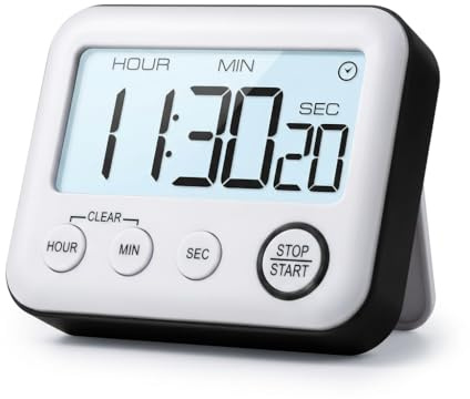 1 Digitaler Kuchentimer Schwarz LCD Magnetisch Alarm Kurzzeitwecker | Countdown funktion modus, uhr modus betrieb, magnet haft halter, lautlos einstell, batterie dabei, stellfuß sport