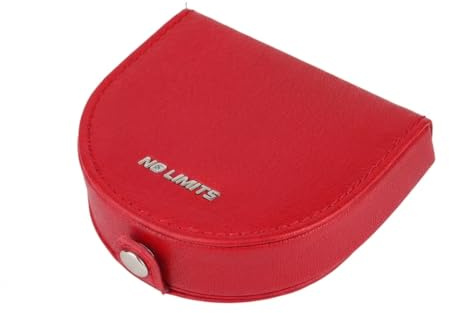 No Limits Tacco Portamonete in Vera Pelle, Uomo e Donna, Chiusura a Bottone, Borsellino Porta Euro, Con Scatola, Rosso