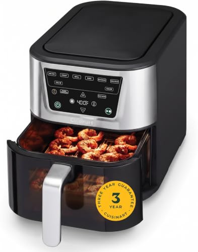 Cuisinart Air Fryer 7.6L Compact Max 7-in-1 Slim Airfryer Stainless Steel | 3 Year Guarantee | PFAS-free non-stick with cooking window | Dishwasher Safe