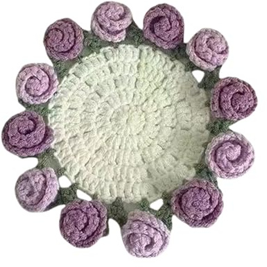 Elnwnnkc Kit sottobicchieri all ' uncinetto con bouquet rose Sottobicchieri fiori, kit base all ' uncinetto per fiori decorativi per la casa