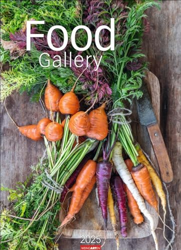 Calendrier Food Gallery 2025 : grand calendrier mural avec 12 photos décoratives de style de vie pour la cuisine. Photographie alimentaire avec aliments saisonniers. 49 x 68 cm. Portrait.