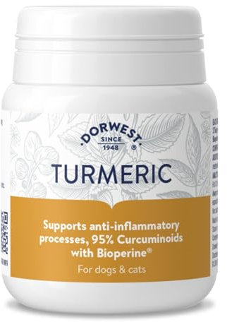 Dorwest Turmeric Tablets for Dogs and Cats, 100 Tablets, Easy-To-Absorb Turmeric Supplement, 95% Curcuminoids, Joint and Anti-Inflammatory Support