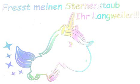 Einhorn Sternenstaub Aufkleber 13x11 cm Fun Sticker Auto Dekor Unicorn Autoaufkleber (K074 Hologramm)