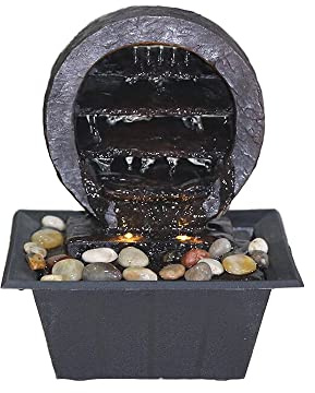 Zimmerbrunnen Wasserfall Tischbrunnen mit LED Beleuchtung Springbrunnen Raumbefeuchter Ideal für Entspannung