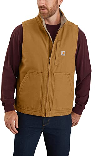 Carhartt Carhartt Tvättad anka sherpa fodrad falsk hals väst arbete verktyg ytterkläder, CARHARTT BROWN, L UK