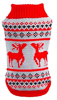 GUOCU Haustier Pullover Winter Katze Hundepullover Weihnachten Hunde Strickpullover,Warmer Hunde Katze Mantel Jacke Weste Welpen Kleidung Kleiner Hund Wintermantel Haustier Pullover Rot M