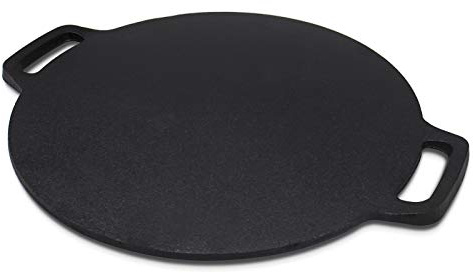 12.6-Inch Cast Iron Roti Tawa, Double Handled Cast Iron Crepe Pan for Dosa, Tortillas