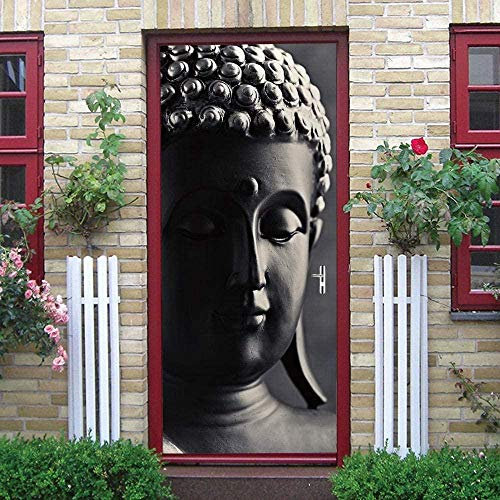 LuSeven türtapete günstig Buddha-Statuen Skulpturen Idole Überzeugungen 85x215cm Türtapete Wandbild Selbstklebend PVC Türfolie TürPoster Fototapete Wasserdicht Abnehmbar Wohnzimmer Schlafzimmer Haus D
