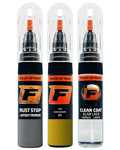 FIRANTO Lackstift Autolack Reparaturset für Ford D1 Mustard Olive - 3-in-1 Autolack Kratzer Reparaturstift 15ml Grundierung, Klarlack