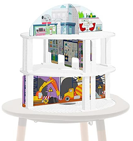 Stokke MuTable Bricks Tower Szenario, Stadt – DREI Ebenen und sechs Stadtszenen, inklusive Shops, Polizeistation, U-Bahn und Heliport – Einfach zum Auf- und Abbauen ohne Werkzeug – ab 3 Jahren