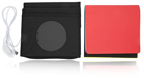 Kamera LED-ljuslåda, Fototält Bildlåda, Hopfällbar Steglös Dimbar Bordsskiva Ljuslåda, med 6 Bakgrunder, för Smycken och Matfotografering(25 cm)