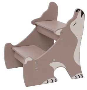 Wild Kids Modern Tritthocker Kinder Holz, Treppe Kinder Waschbecken, Kinder Tritthocker Bad, Tritthocker Kinder 2 Stufen Inspiriert von Montessori Möbeln (Braun, Hellbraun)