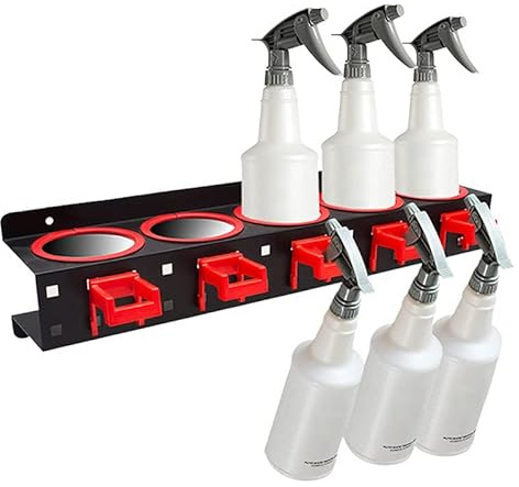 EHOTER 1 set di portabottiglie spray con 5 fori e 5 ganci in plastica per montaggio a parete, supporto per lattine per pulizia automatica, strumenti per la pulizia dell'auto, organizer aerosol, nero