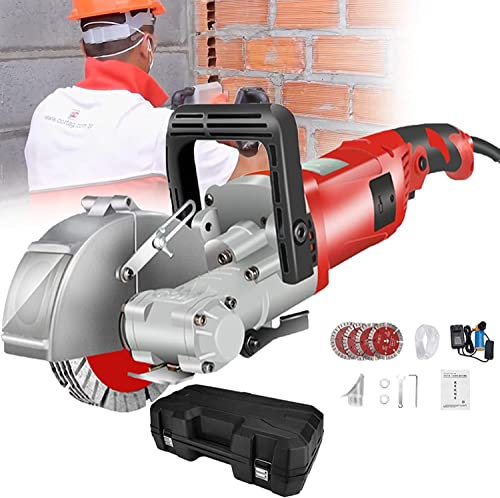 JIADUOFU 4000w Parete Scanalatrice, Scanalatore Tagliatrice Industriale Marmo Granito Scanalatura Mattonelle Taglierina Mattone Scanalatrice, Taglierino Muro,Red-110V