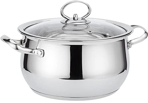 Kochtopf Induktion 24 cm - Edelstahl - 4,3L - Topf mit Deckel- Für alle Herdarten - Ofenfest - Ofenfest
