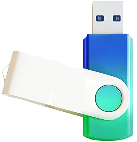 Clé USB 3.0 REWBOAT - 128 Go - Bleu vert dégradé - Mémoire flash - Pivotante - Lot en gros pour stockage de données (Bleu vert)