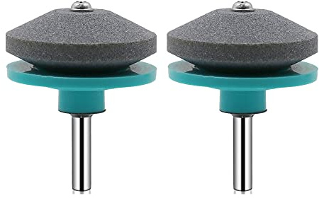 Afilador de cuchillas para cortacésped, 2 piezas, universal, rueda de piedra, herramienta equilibradora para taladro eléctrico, taladro manual, cian