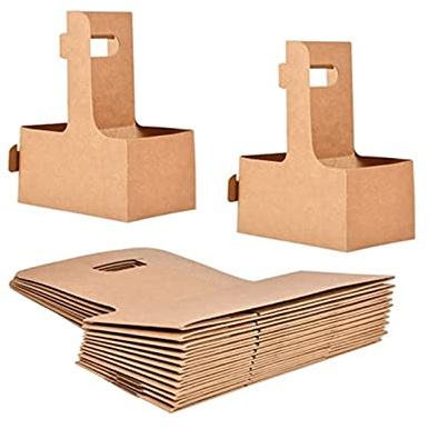 KVMORZE Lot de 50 poignées de Transport de 2 Tasses en Carton Kraft avec poignée en Carton Kraft de 350 à 850 ML pour Boissons, Plats à emporter, café et Restaurant