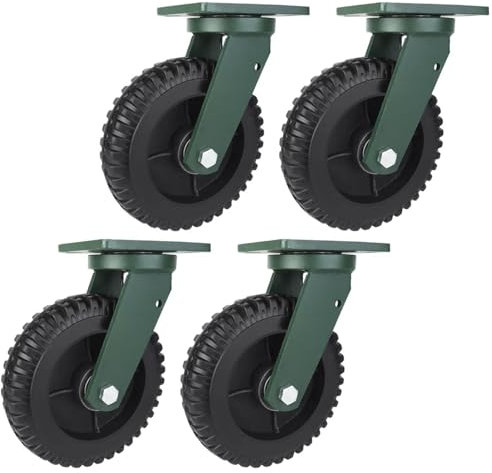 Lenkrolle Mit Bremse 4 Schwerlast Rollen Industrierollen 6 Zoll 8 Zoll Bockrollen Gummi Transportrollen Tragkraft 1800kg Lenkrolle Mit Axialkugellager, 10mm Platten Schwerlastrollen