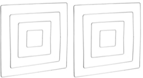 PATIKIL Drömfångare ringar set, 2 set 4 storlekar metall fyrkantig form makramé krans blommig ring ring ring för hem gör-det-själv hantverk bröllop vägg hängande dekoration, silver