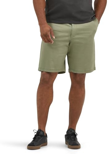Lee Men's Extreme Motion Flat Front Short Olive Grove 38