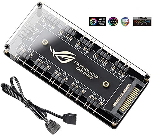 Câble 5V 3 Pin ARGB RGBW pour ASUS AURA SYNC,RGB 10 Hub Splitter SATA Power Extension Cable Adapter,Bande Lumineuse LED PC CPU Cooling Fan Addressable PCB Splitterpour carte mère étendue