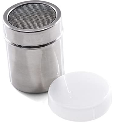 Zerodeko 3pcs Stainless Steel Pepper Sugar Shaker Fine Mesh Sprinkler for Cooking Baking Icing Sugar Shaker Dispenser Lockable Cap Easy to Clean