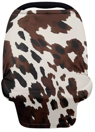 Wanyint Fundas de asiento de coche con estampado de vacas para bebés, fundas de muselina para asiento de coche, fundas de toldo, bufanda de lactancia transpirable, cubierta de asiento de coche para