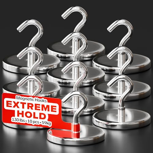 X-BET MAGNET ic Hooks Lot de 10 crochets magnétiques en néodyme pour cabines de croisière, crochets magnétiques puissants pour accrocher au réfrigérateur, au gril (10, 59 kg)