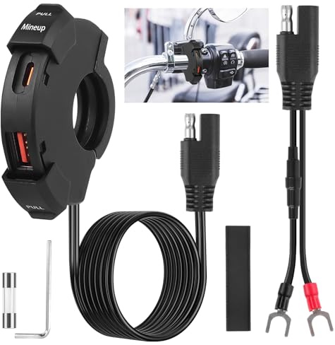 Mineup USB Steckdose Motorrad, 12V USB C Steckdose Motorrad Wasserdicht, 48W QC3.0 USB-A und PD Type-C, Wasserdicht Dual Ladebuchse Für Motorrad Wohnmobil KFZ Boot