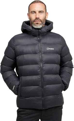 Berghaus Men's Ewden Insulated Extra Warmth Big Baffle Winter Padded Jacket | Hydroloft Insulation | Adjustable Insulated Jacket, Black/Black, L