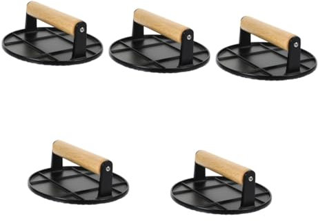 Garneck 5piezas Prensa para Hamburguesas De Aluminio con Mango Ergonómico Herramienta De Cocina para Hacer Hamburguesas Caseras Aplastador De Antiadherente y Resistente para BBQ y Fiestas