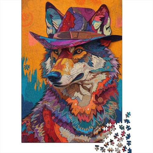 Puzzle Farbenfrohes Cooler Wolf Geschicklichkeitsspiel Home Dekoration Puzzle Tier Clevere Rätsel 1000-teilige Puzzles Erwachsenen Puzzle Für Erwachsene 1000pcs (75x50cm)