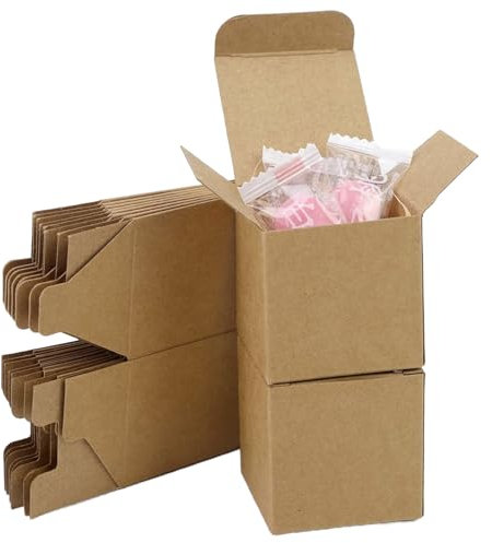 Festa Centro (5x5x5cm) 50Pz; Scatoline Carta Kraft Marrone ;Scatoline Carta Kraft Marrone Quadrate;Scatola Cartone con Coperchio Facile da Assemblare - Scatole Bomboniere per Compleanni e Matrimoni