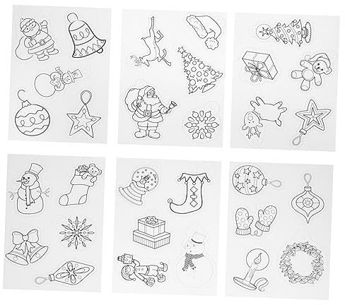 TOKIDNY Weihnachts Schrumpffolien 6 Stück Langlebige Schrumpf Bastelbögen Mit Cartoon Mustern Selbstgemacht Bastelmaterial Für Kreative Weihnachtsdekorationen