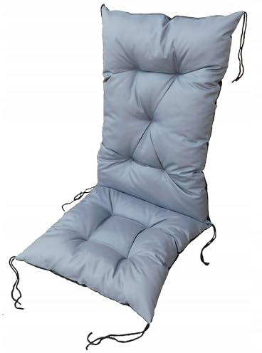 EDANTI Stuhlkissen Sitzkissen Wasserdicht Gartenkissen Gartenstuhlkissen Polsterauflage Sitzauflage mit Riemen Indoor Outdoor 80x50x50cm Grau