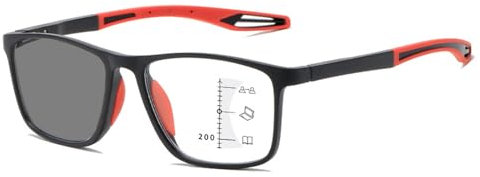 Progressive Multifocus Reading Glasses Blue Light Blocking Multifocal Computer Readers(Black/Red,2.5 x)