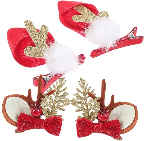 WOFASHPURET 2paare Rentiergeweih Haarspangen für Damen Festliche Weihnachtshaarschmuck Metall Bezaubernd für Partys und Tanzveranstaltungen