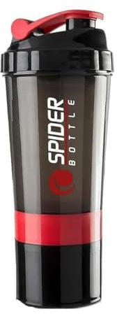 Active 100 Bottiglia shaker per proteine da 500 ml con scomparto extra, bottiglia shaker da palestra per uomini e donne, perfetta per frullati e integratori proteici (rosso)