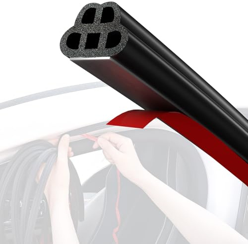 Hzetuu Auto Türdichtung Selbstklebend (5m) - 5-Kammer EPDM Gummidichtung für Geräuschdämmung & Wetterschutz - Universal Dichtungsband für PKW Türen, Kofferraum & Fenster (4-8mm Spalt)
