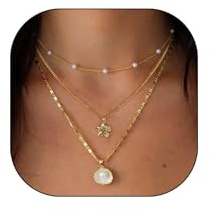 Yamobi 3PCS Boho Style Muschelkette für Damen, Sommerschmuck mit Perlen und Seestern-Anhänger, Anpassbare Halskette mit Karabinerverschluss