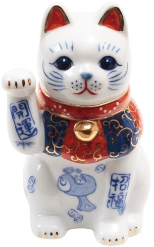 YOSHINOYA KYUBEI Lucky Cat, 3.8 inches, Tradition of Seto Ware, Good Luck Charms, Japanese Decor, Porcelain, with Box, 7437-Z-US