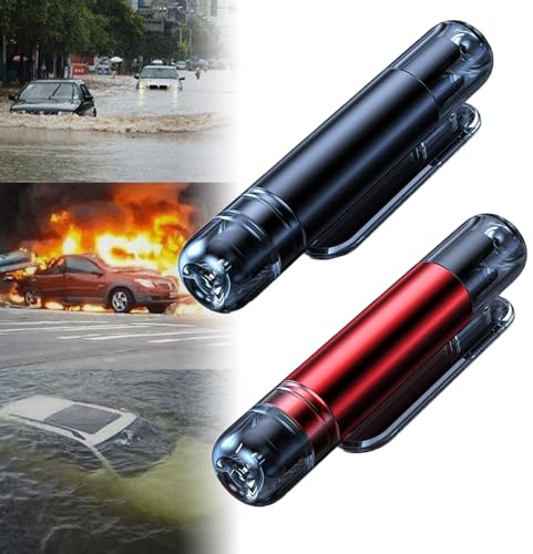 XJQ Dispositivo di Sicurezza per Auto, Rompi Vetro Auto, Martello di Emergenza E Strumento di Salvataggio 2 in 1 per Fuga D'Emergenza E Soccorso (2pcs-a)