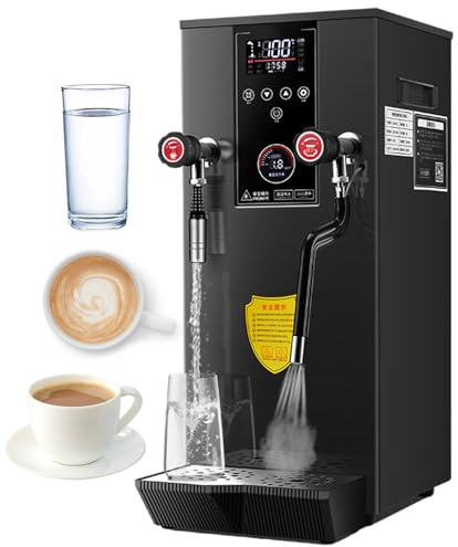 lilishangmao Espumador De Leche Y Hervidor De Vapor Profesional De 12 L - Hervidor De Agua Rápido Comercial Y Espumador De Leche, Pantalla LED De Temperatura del Agua Y De La Taza Black