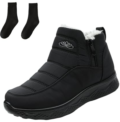 Dritnow Shoes, Women's Insulated Snow Boots -Waterproof,Non-Slip&FurLined Comfortable WarmWinter Shoes for MatureWomen (Black, UK, Adult, Women, 5.5, Numeric, UK Footwear Size System, Medium)