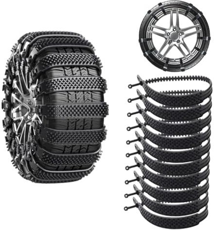 10 PCS Anti Snow Chains，Portable Snow Tire Chain for Sedans，Pickup Trucks & SUV - Emergency Snow Plastic Non-Slip Cable Tie - Snow Mud Chains for Winter Driving & Muddy Road (Black)