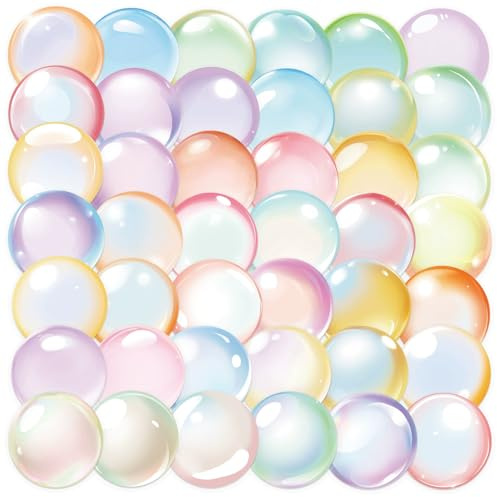 Transparent Bubble Stickers Pack, 50PCS Watercolour PET Waterproof Decals for Scrapbooking Journals Laptops Guitars Bottles, Aesthetic Clear Stickers for Teens Adults Crafts